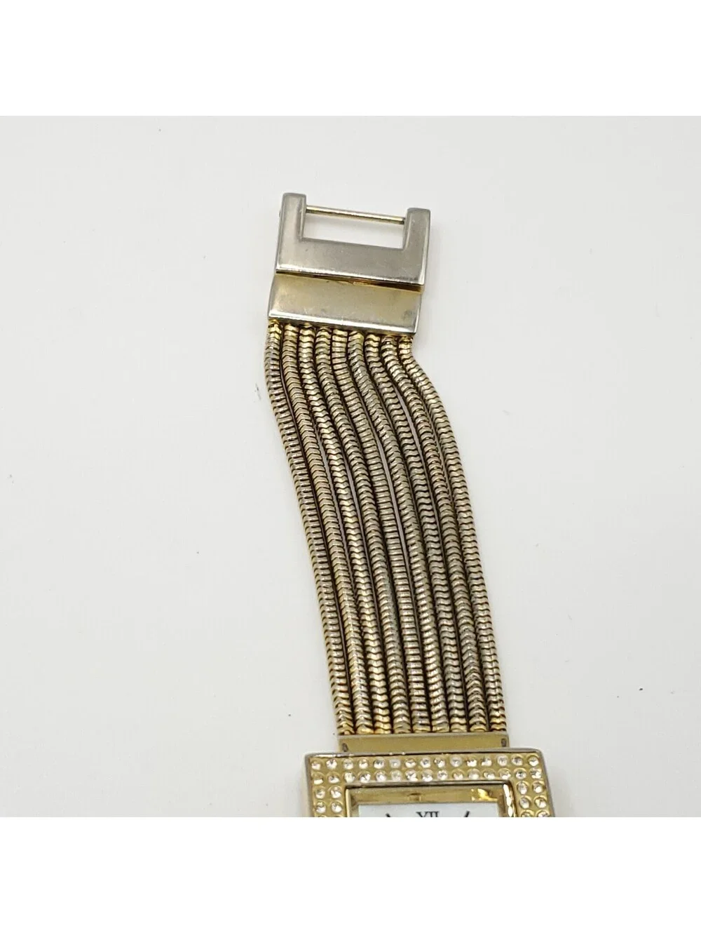 Kristine Rhinestone Bezel Square 24mm Womens Watch Gold Tone New Battery